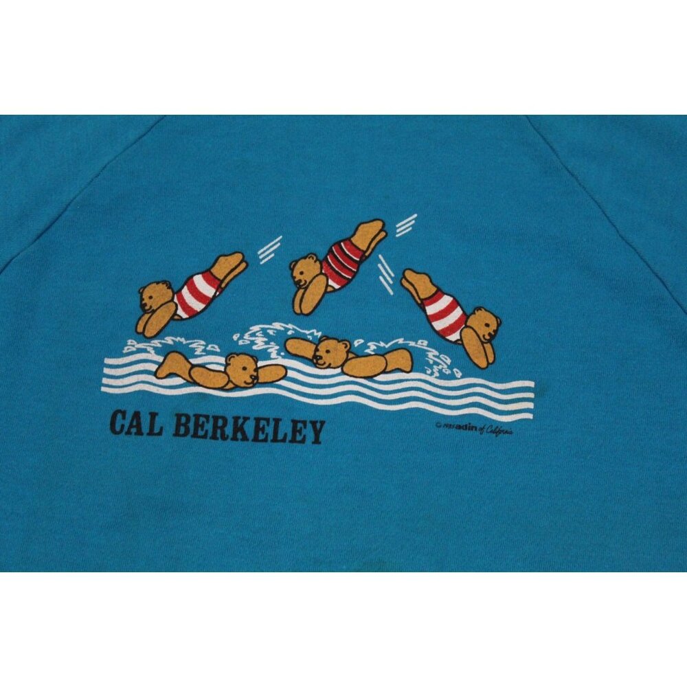 Vintage California Berkley Swimming Bears Crewneck Crew Sweatshirt Sweater 80s M - Picture 3 of 8